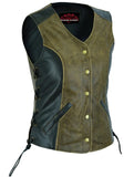 Women's Stylish Longer Body &frac34; Vest - Side Laces - Two T