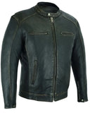 Men's Cruiser Jacket in Lightweight Drum Dyed Distressed Naked - Olive