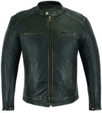 Men's Cruiser Jacket in Lightweight Drum Dyed Distressed Naked - Olive