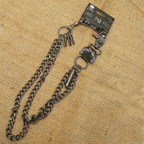 WA-WC731 Wallet Chain with a skull / guns / bullet designs, double c