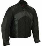 Mens Leather & Mesh Motorcycle Jacket  – Waterproof Liner