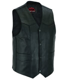 Men's Traditional Leather Motorcycle Vest - Black