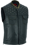 Whiskey Men's Motorcycle Leather Vest - Black