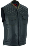 Whiskey Men's Motorcycle Leather Vest - Black