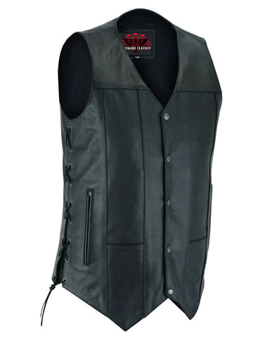 Men's Ten Pocket Utility Black Vest - TALL
