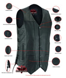 Men's Ten Pocket Utility Black Vest - TALL