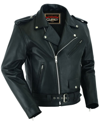 Super Arnold Men's Black Leather Jacket – Retro Design
