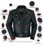 Super Arnold Men's Black Leather Jacket – Retro Design
