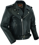 Classic Star Black Men's Leather Motorcycle Jacket – Adjustable Fit