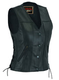Ella Women's leather motorcycle vest -  Black