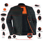 Men's Sporty Lightweight Black Leather Cross Over Jacket