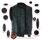 Men's Drop Zone Leather Motorcycle Vest – Black