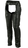 Rider Shield Black leather motorcycle chaps - Black