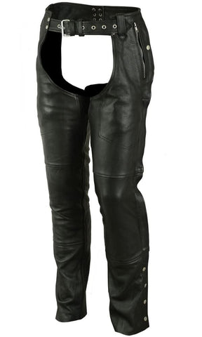 Rider Shield Black leather motorcycle chaps - Black