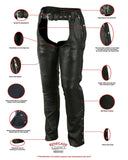 Rider Shield Black leather motorcycle chaps - Black