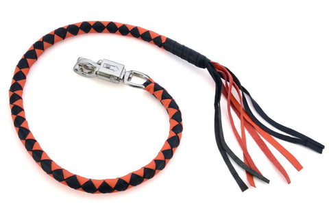 GBW22 Leather Biker Whip-Orange/Black