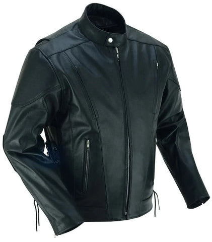 AM Knucklehead Premium Black Men's Leather Motorcycle Jacket