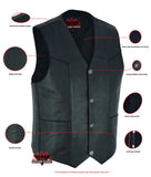 Men's Single Back Panel motorcycle vest