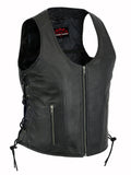 Women's Stylish Open Neck Side Lace Zipper Front Vest