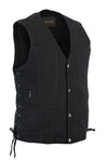 Men's Black Denim Motorcycle Vest – Single Panel Back