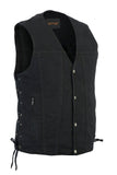 Men's Black Denim Motorcycle Vest – Single Panel Back