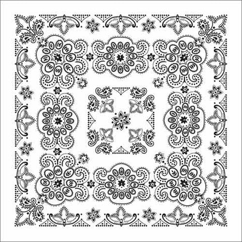 BD256 Bandana Texas Paisley White [27" x27"]