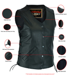 Clara Women's leather motorcycle vest