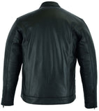 Men's Full Cut Black Leather Shirt with Zipper/Snap Front