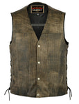 Antique Charm Men's Antique Brown Leather Motorcycle Vest