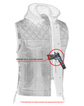 Men's Road Edge Leather Black Vest – Removable Hood