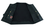 Men's Drop Zone Leather Motorcycle Vest – Black