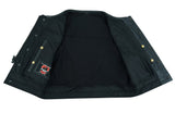 Men's Drop Zone Leather Motorcycle Vest – Black