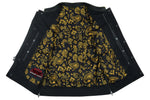 Men's Gold Rush Black Leather Vest - Yellow Stitching