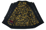 Men's Gold Rush Black Leather Vest - Yellow Stitching