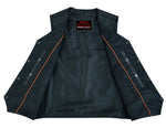 Men's Traditional Leather Motorcycle Vest - Black