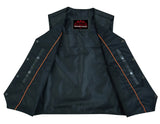 Men's Traditional Leather Motorcycle Vest - Black