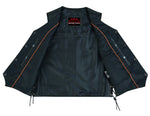 Men's Traditional Leather side lacing Vest - Black