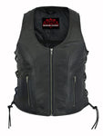 Women's Stylish Open Neck Side Lace Zipper Front Vest