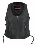 Women's Stylish Open Neck Side Lace Zipper Front Vest