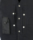 Men's Black Denim Motorcycle Vest – Single Panel Back