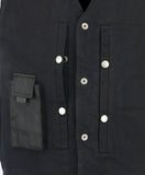 Men's Black Denim Motorcycle Vest – Single Panel Back