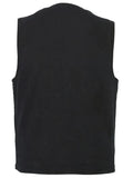 Men's Black Plain sides Denim Motorcycle Vest –  Heavy Snaps