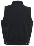 Snap Front Men's Denim Motorcycle Vest  - Black