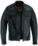 Men's Black Utility Style Motorcycle Jacket