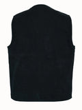 Men's Traditional Motorcycle Denim Vest with Plain Sides
