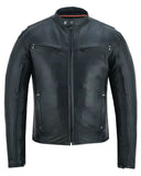 Men's Lightweight Drum Dyed Naked Lambskin Jacket - Black