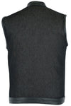 Men's Upgraded Rough Rub-Off Denim Motorcycle Vest w/Leather Trim