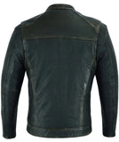 Men's Cruiser Jacket in Lightweight Drum Dyed Distressed Naked - Olive