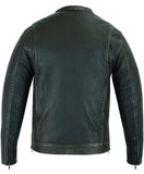 Men's Modern Utility Style Jacket in Lightweight Drum Dyed Distressed Naked Lambskin