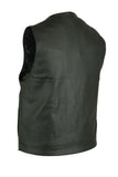 Men's Milled Single Back Panel Leather  Vest - Black